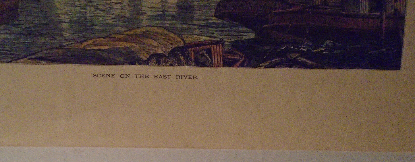 Scene On The East River, New York City - 1874 original hand-colored print