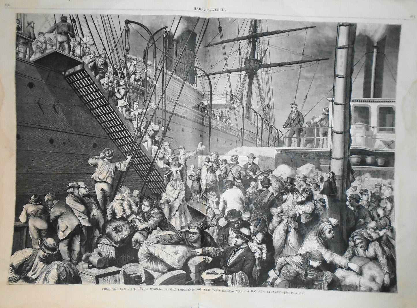 From the Old to New World - German Emigrants for New York - Harper's Weekly 1874