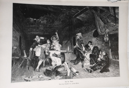 Um Die Beute, von  Josepn Weiser --  1886  -  Original antique print