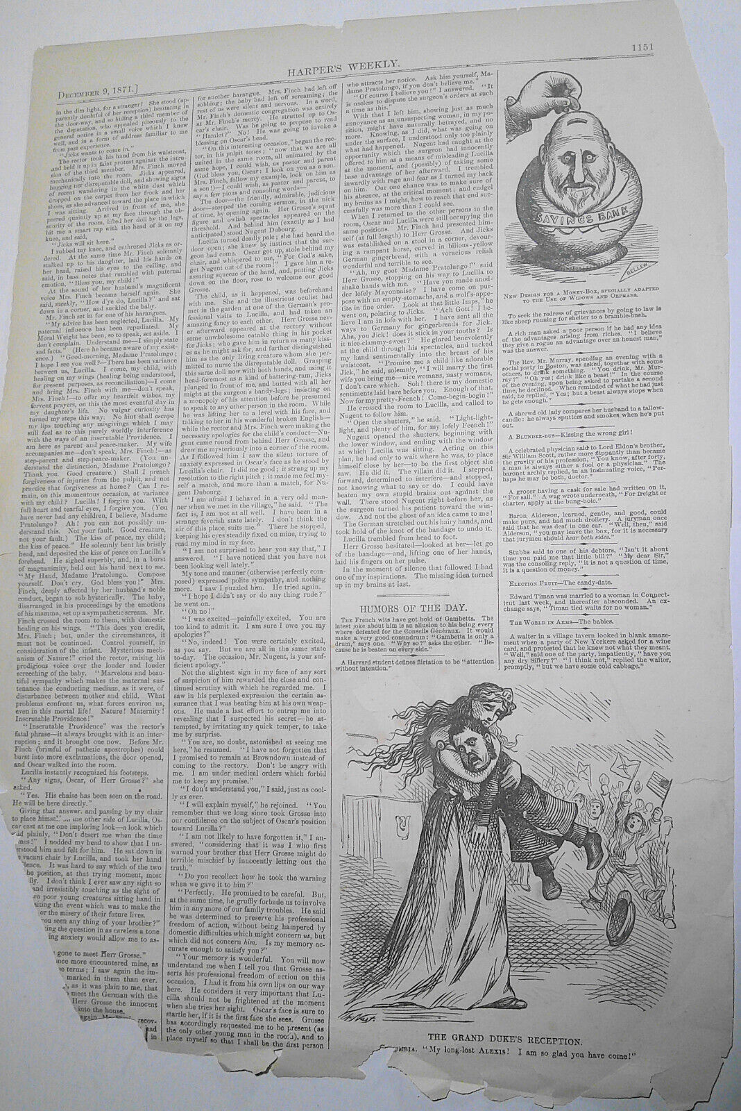 H. G. Diogenes Has Found the Honest Man, by Thomas Nast. Harper's Weekly, 1871