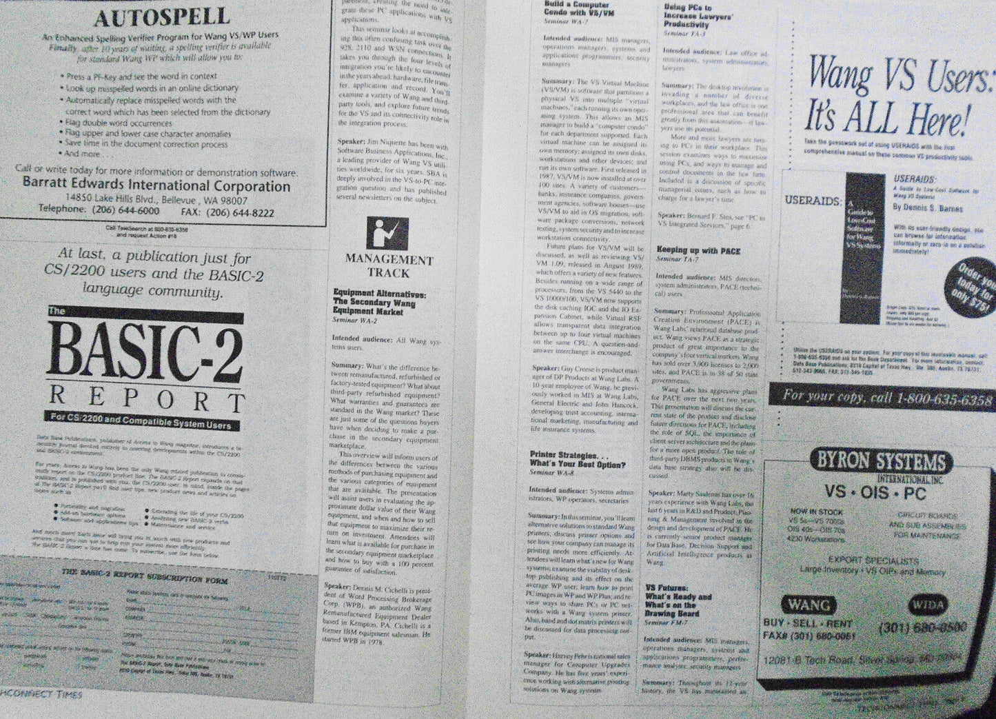 Techconnect Times - WANG Tradeshow and Conference - Program - March 14-16, 1990