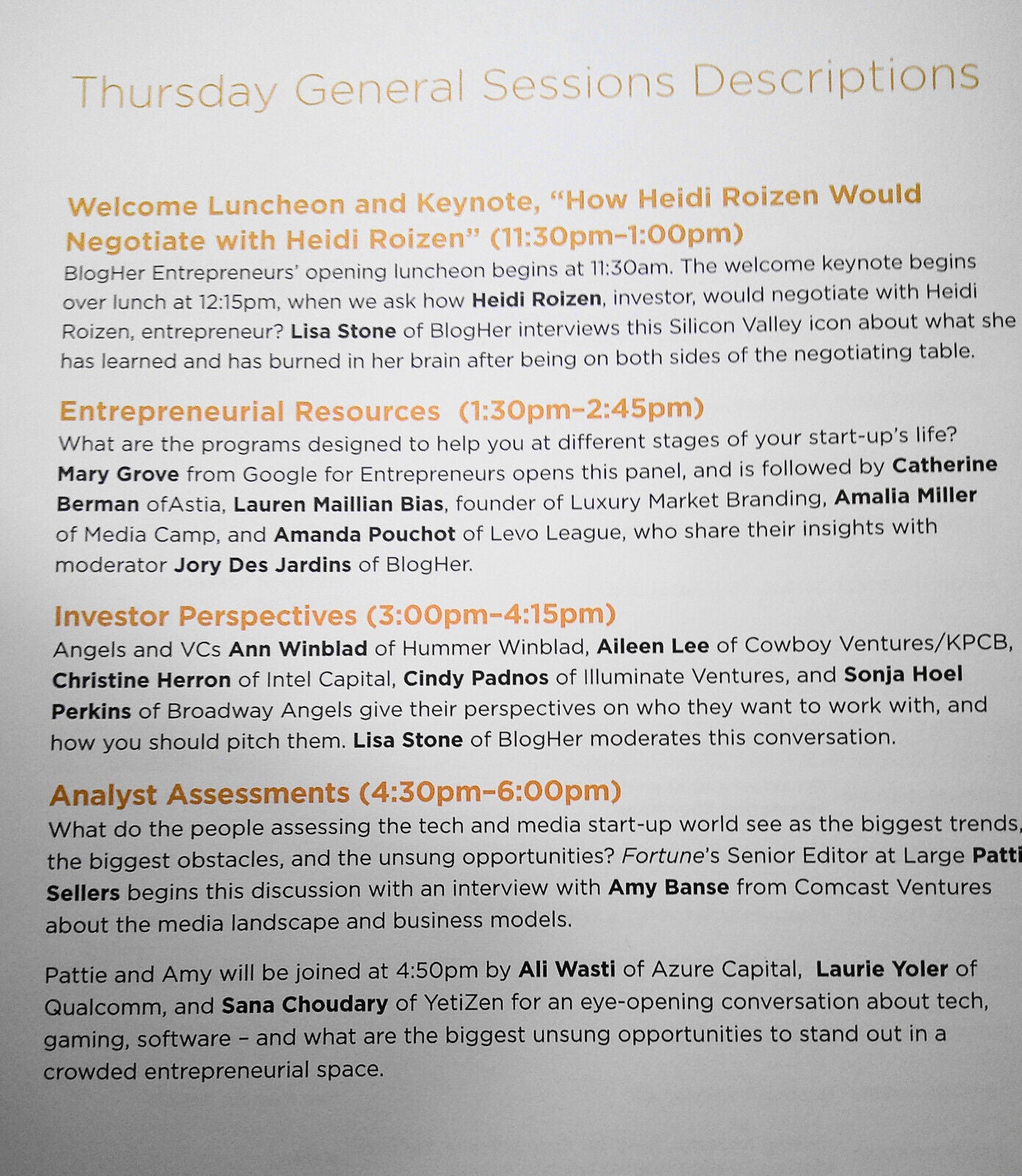 BlogHer Entrepreneurs Conference 2013 program book. Silicon Valley, March 21-23