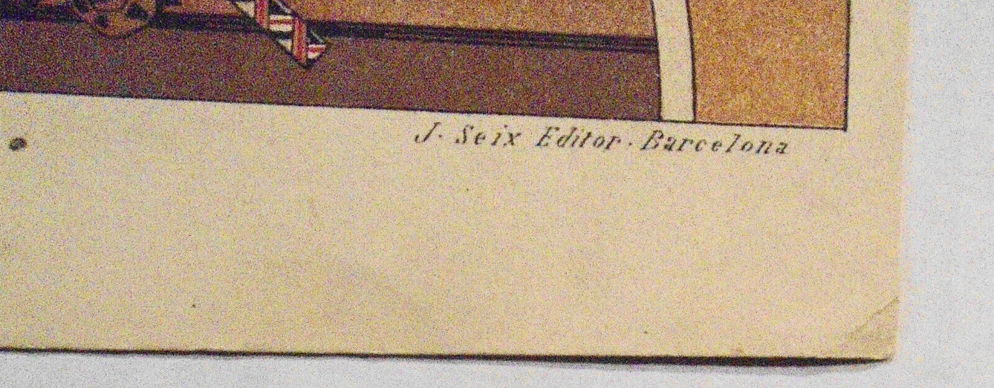 Arte Japones - original lithograph ca 1890, by  J. Seix, Barcelona - 11x8 inches