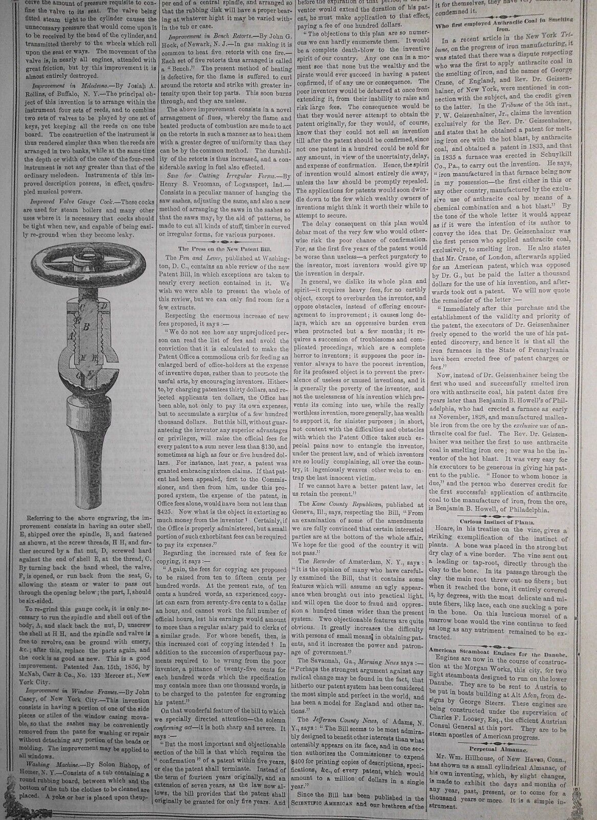Scientific American, June 14, 1856. Foucault - Motion and Heat; Ballooning, etc