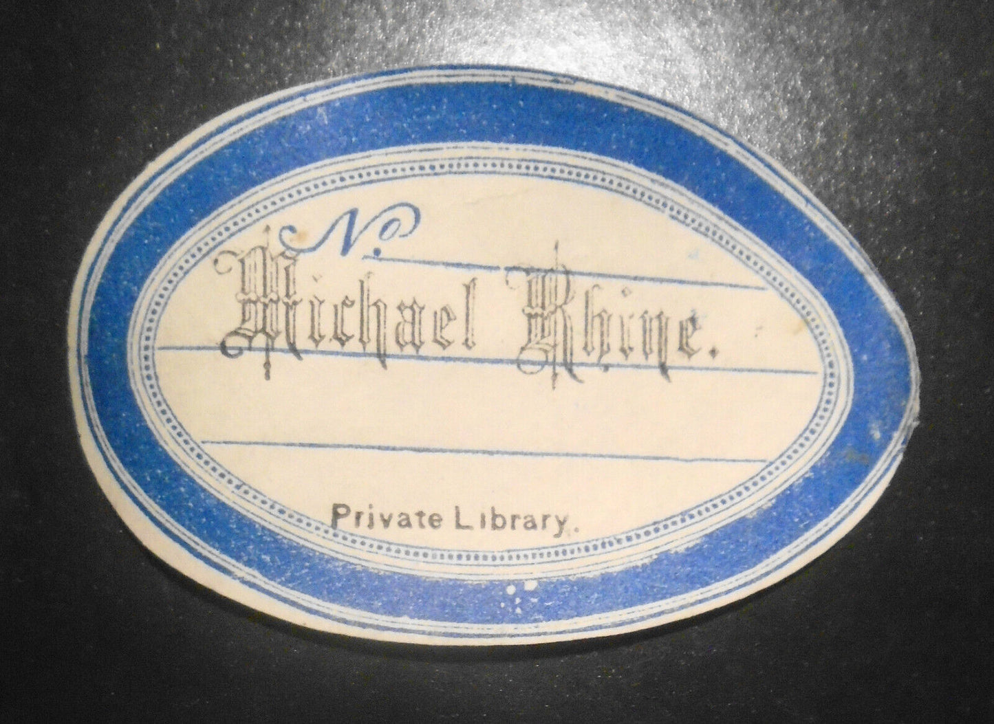 Michael Rhine, Private Library Ex Libris Bookplate [oval shape]