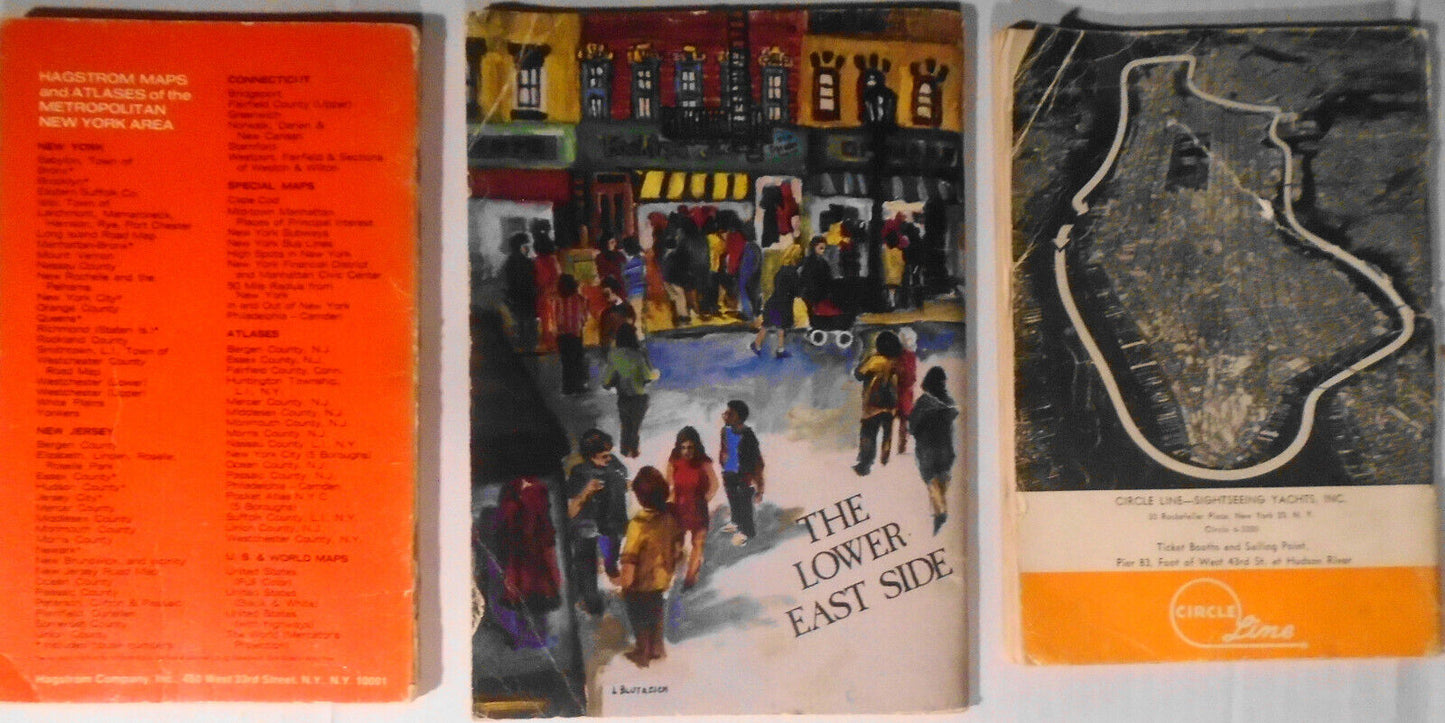 3 vintage New York City Guides - Lower East Side, Circle Cruise,  Pocket Map