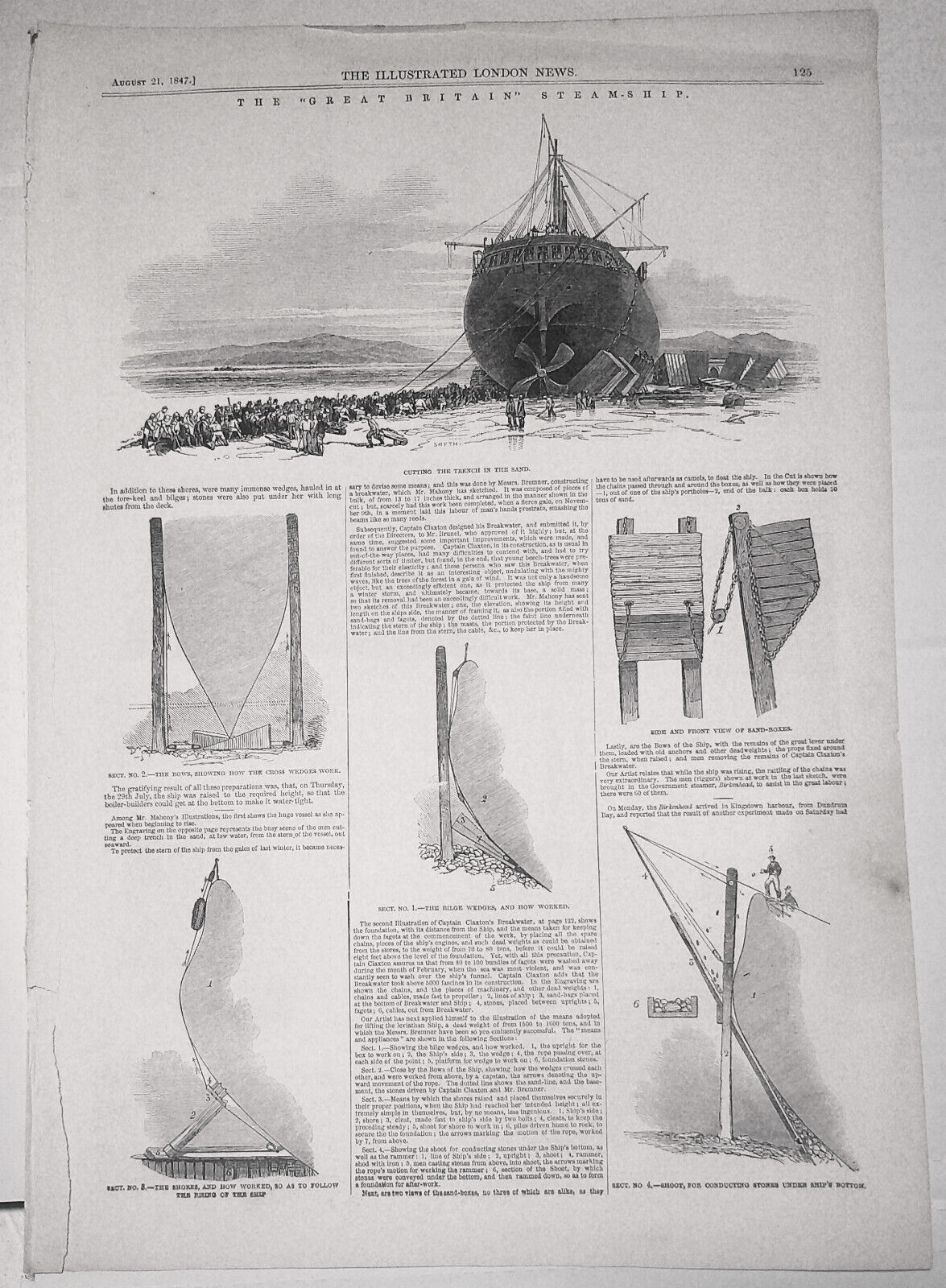 The "Great Britain" Steamship - August 21, 1847 Illustrated London News section