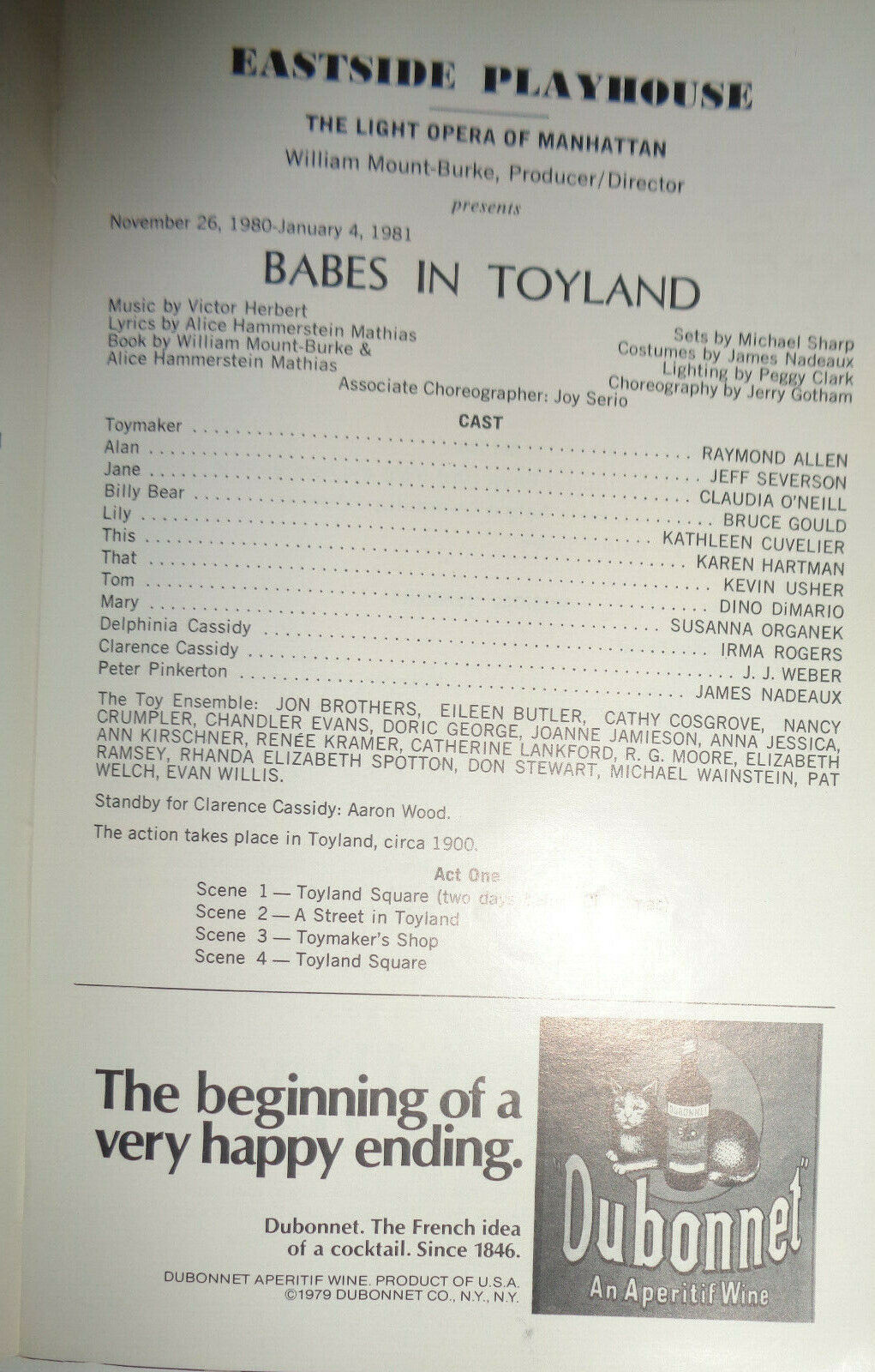 BABES IN TOYLAND - SHOWBILL - EASTSIDE PLAYHOUSE, NYC, 1981