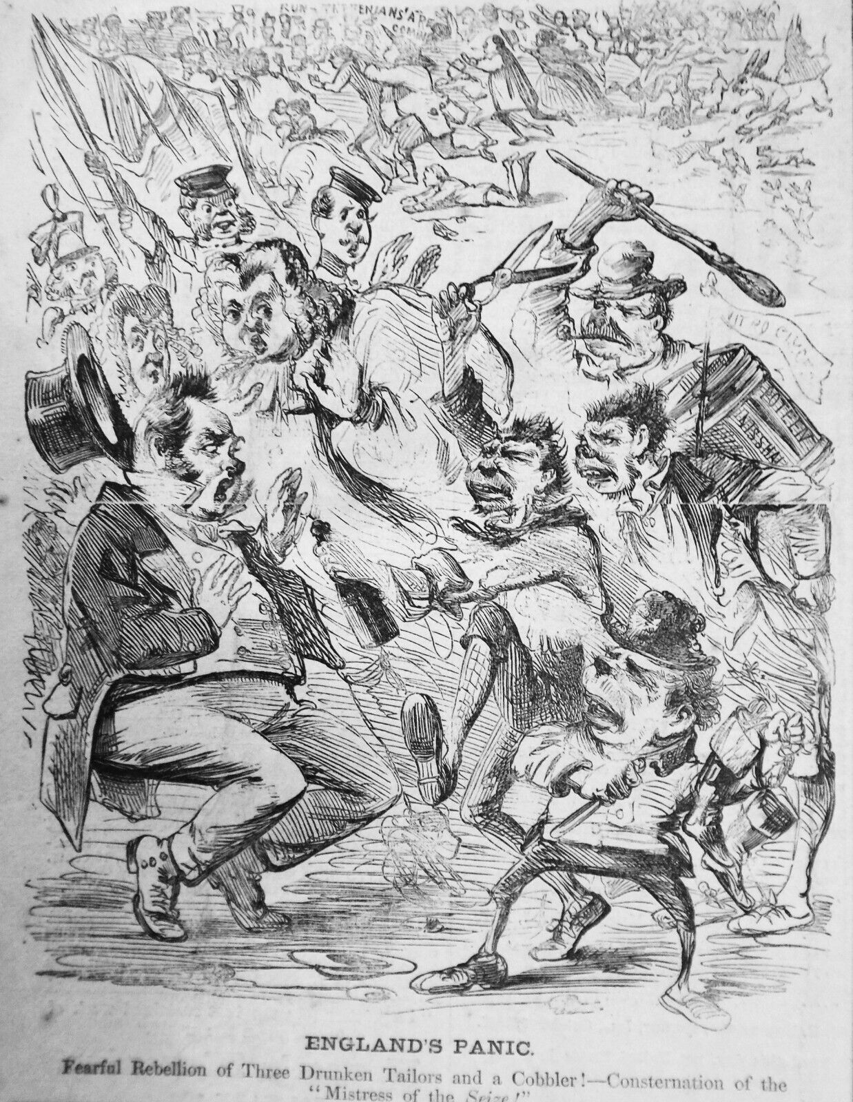 England's Panic - Harper's Weekly, Original Caricature Print; January 25, 1868