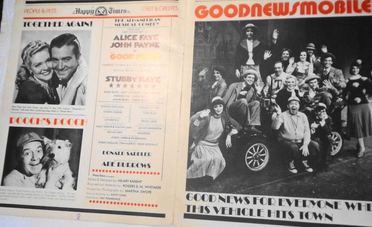 SIGNED Alice Faye & Stubby Kaye, et al   Good News souvenir Program, 1974