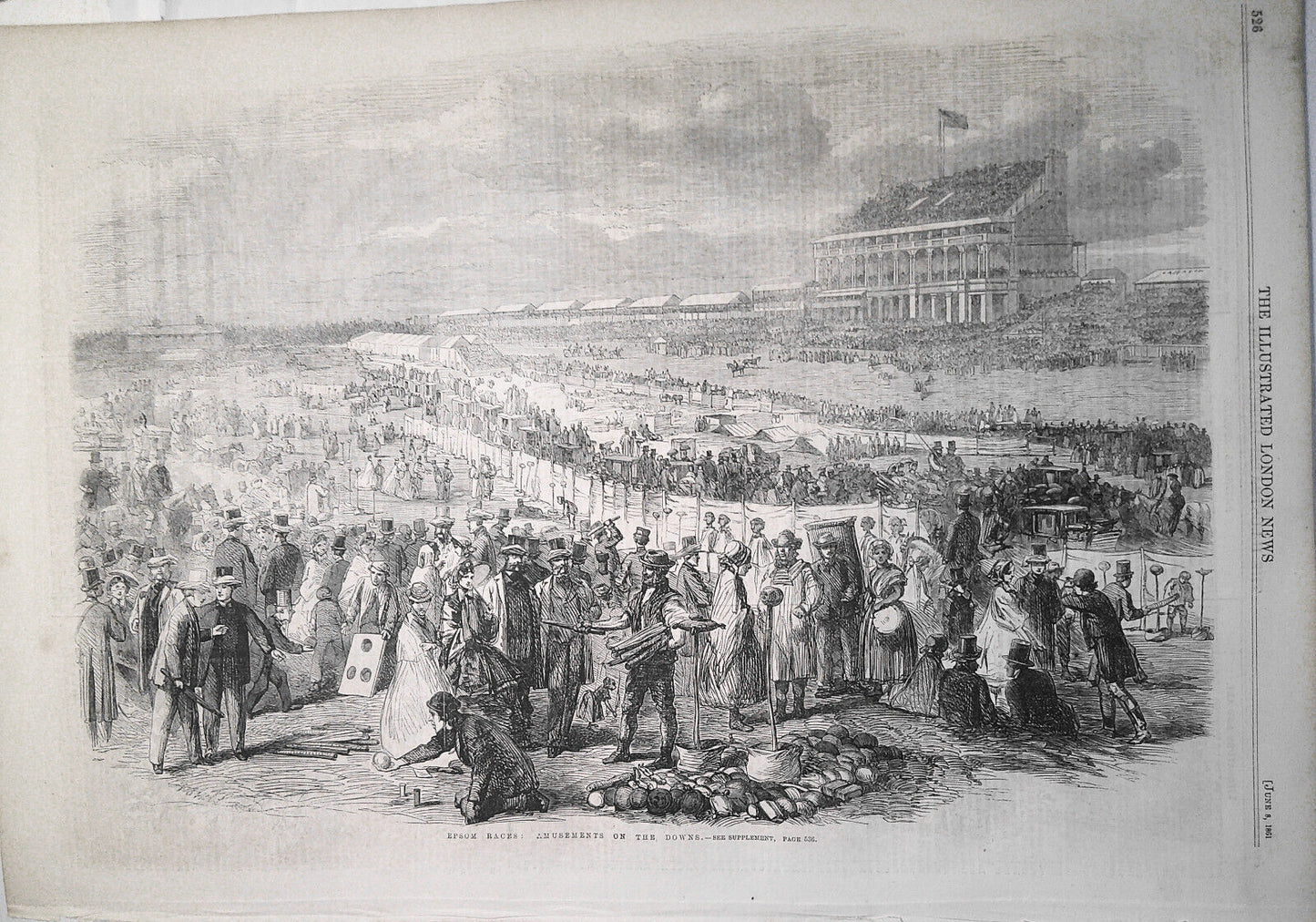 Epsom Races : Amusements On The Downs - Illustrated London News, June 8, 1861