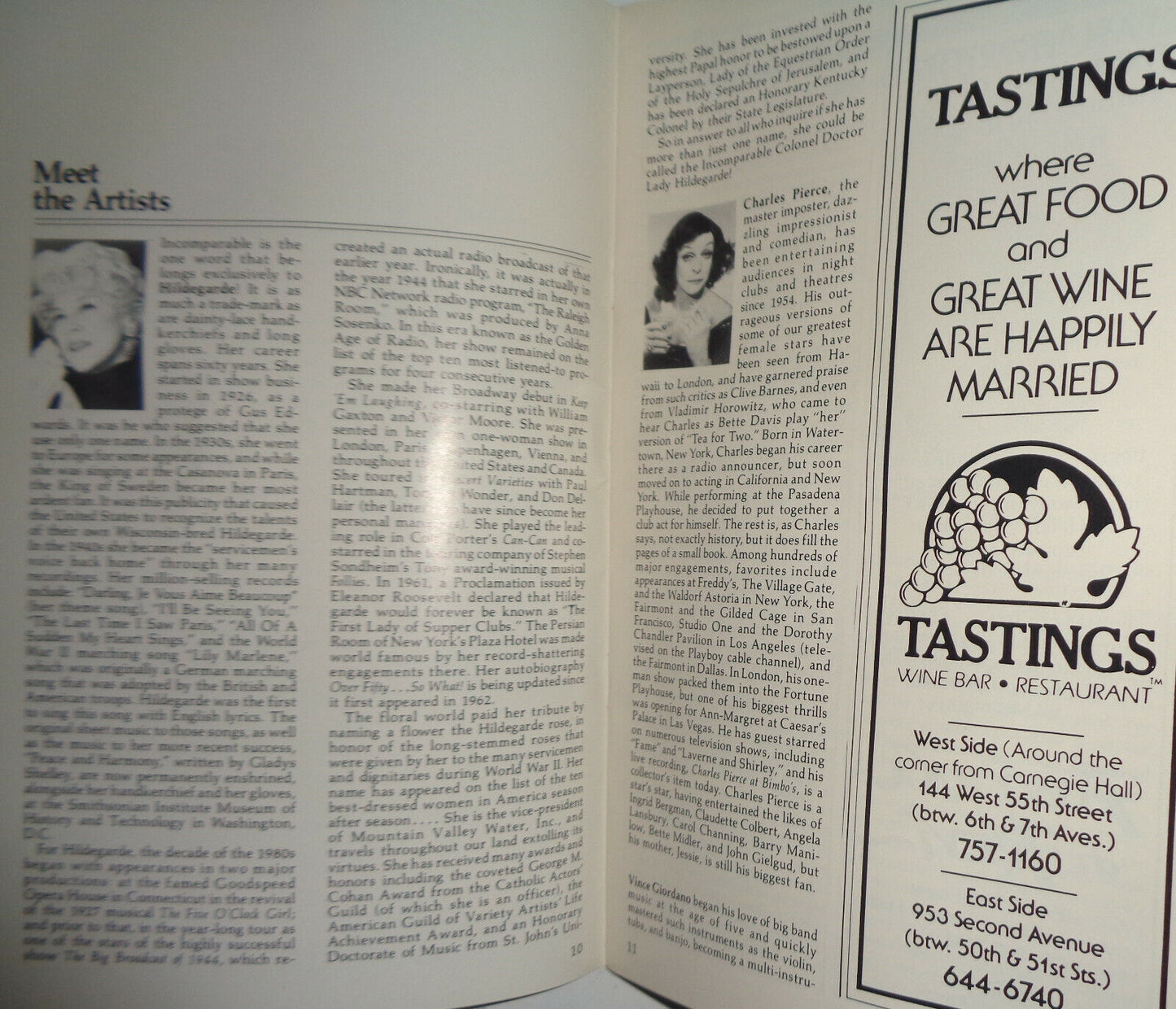 80TH BIRTHDAY CELEBRATION OF "HILDEGARDE!" - CARNEGIE HALL STAGEBILL 1986