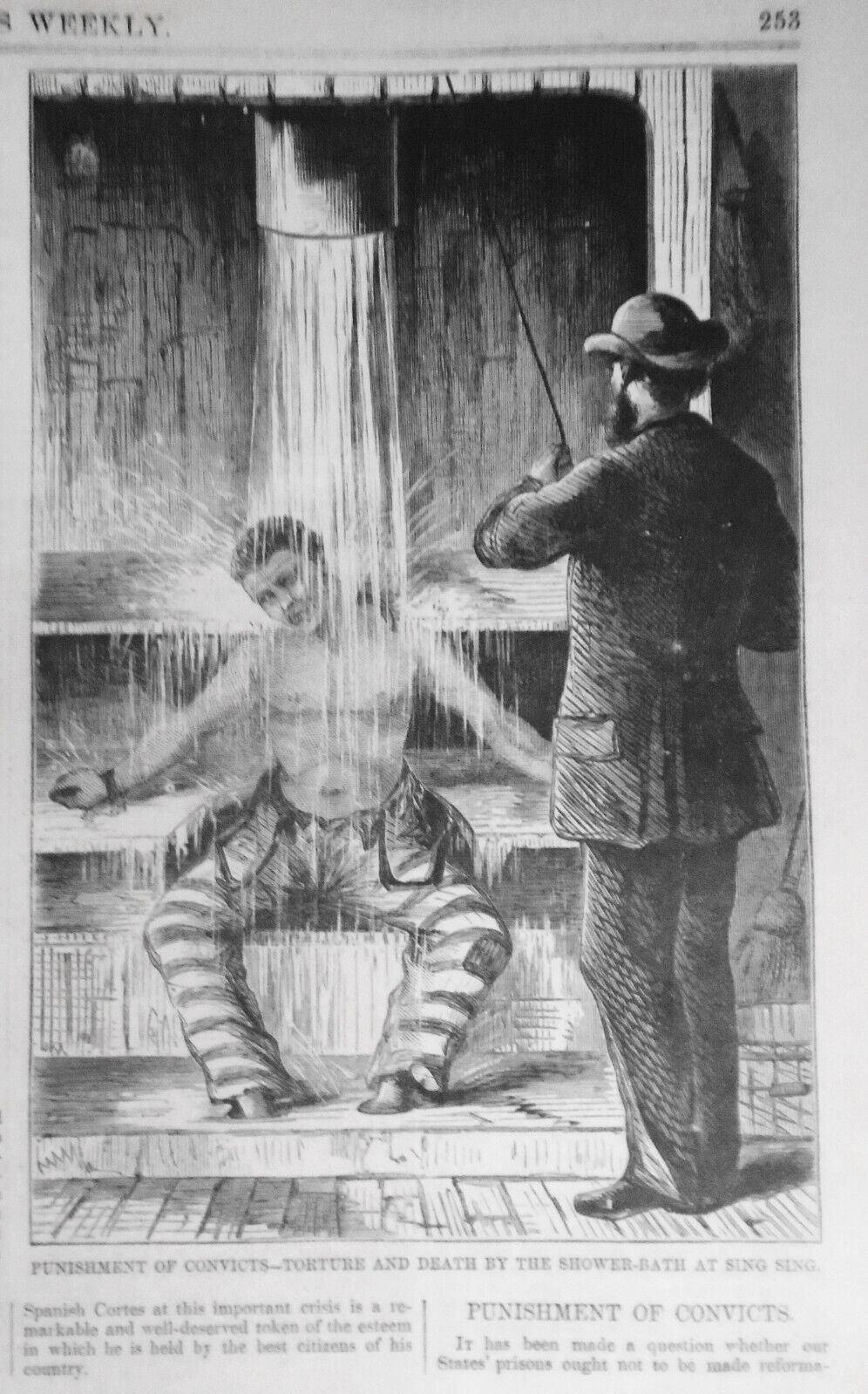 Torture and death by Shower-bath at Sing-Sing Prison, NY - Harper's Weekly 1869