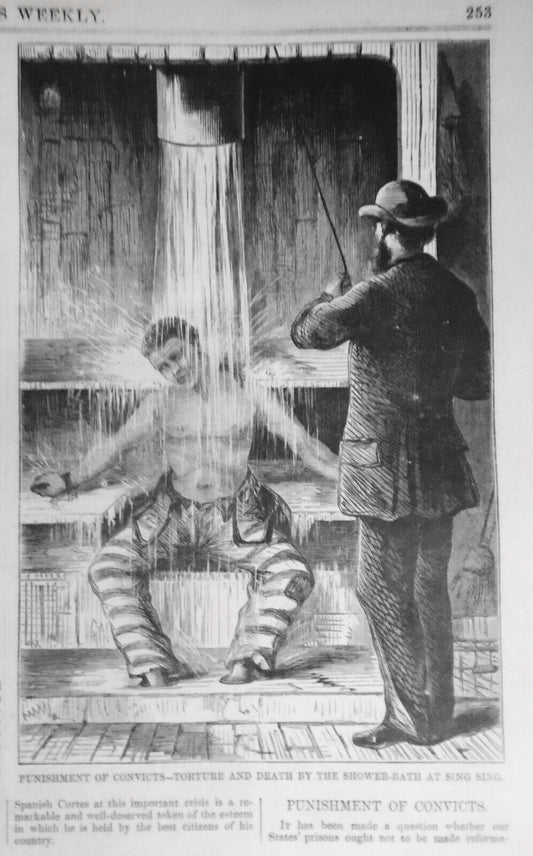 Torture and death by Shower-bath at Sing-Sing Prison, NY - Harper's Weekly 1869