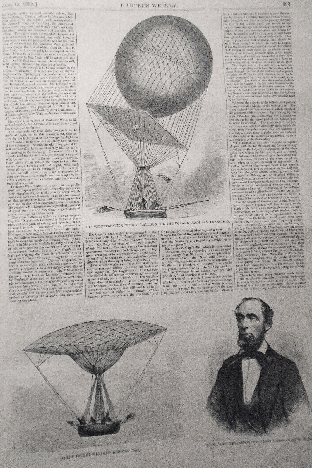 Harper's Weekly June 18, 1859 - Great Balloon Voyage; War In Europe, etc