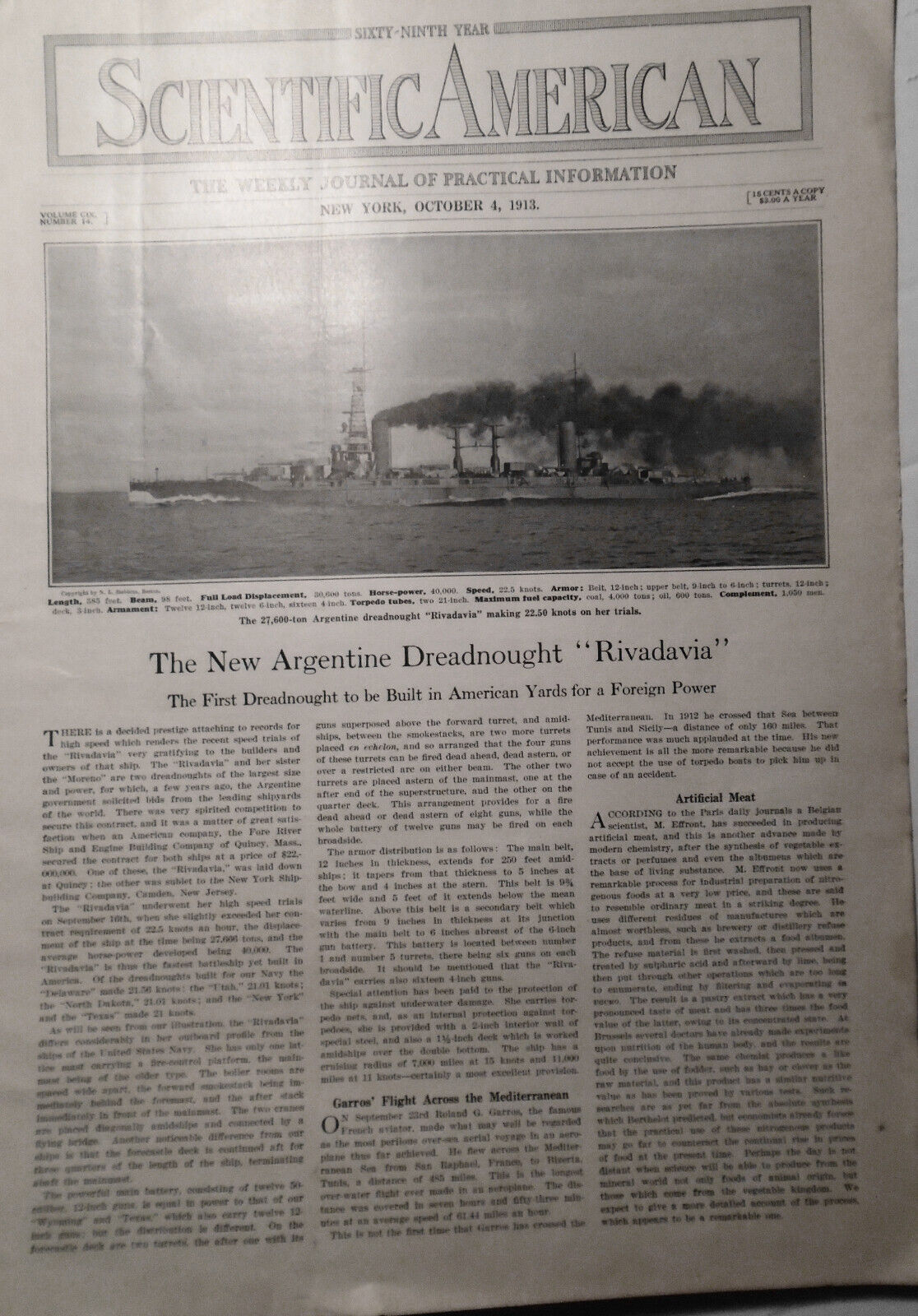 Scientific American - October 4, 1913. Complete Original Issue.