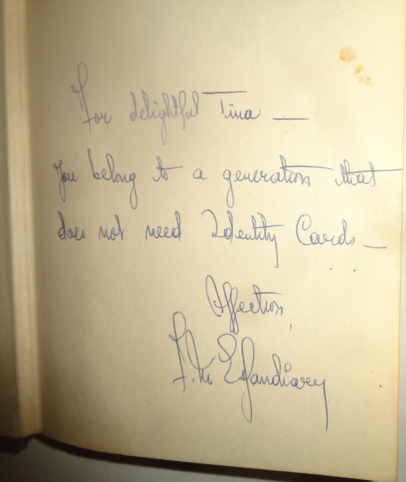 Identity Card; a novel - by F M Esfandiary. SIGNED First edition, 1966 Hardcover