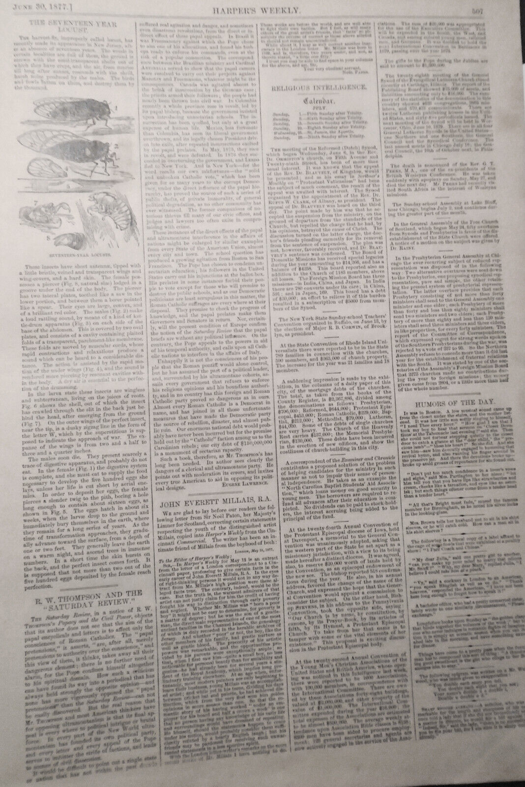 Harper's Weekly - Original Complete Issue June 30, 1877. Russia Turk War, Masons