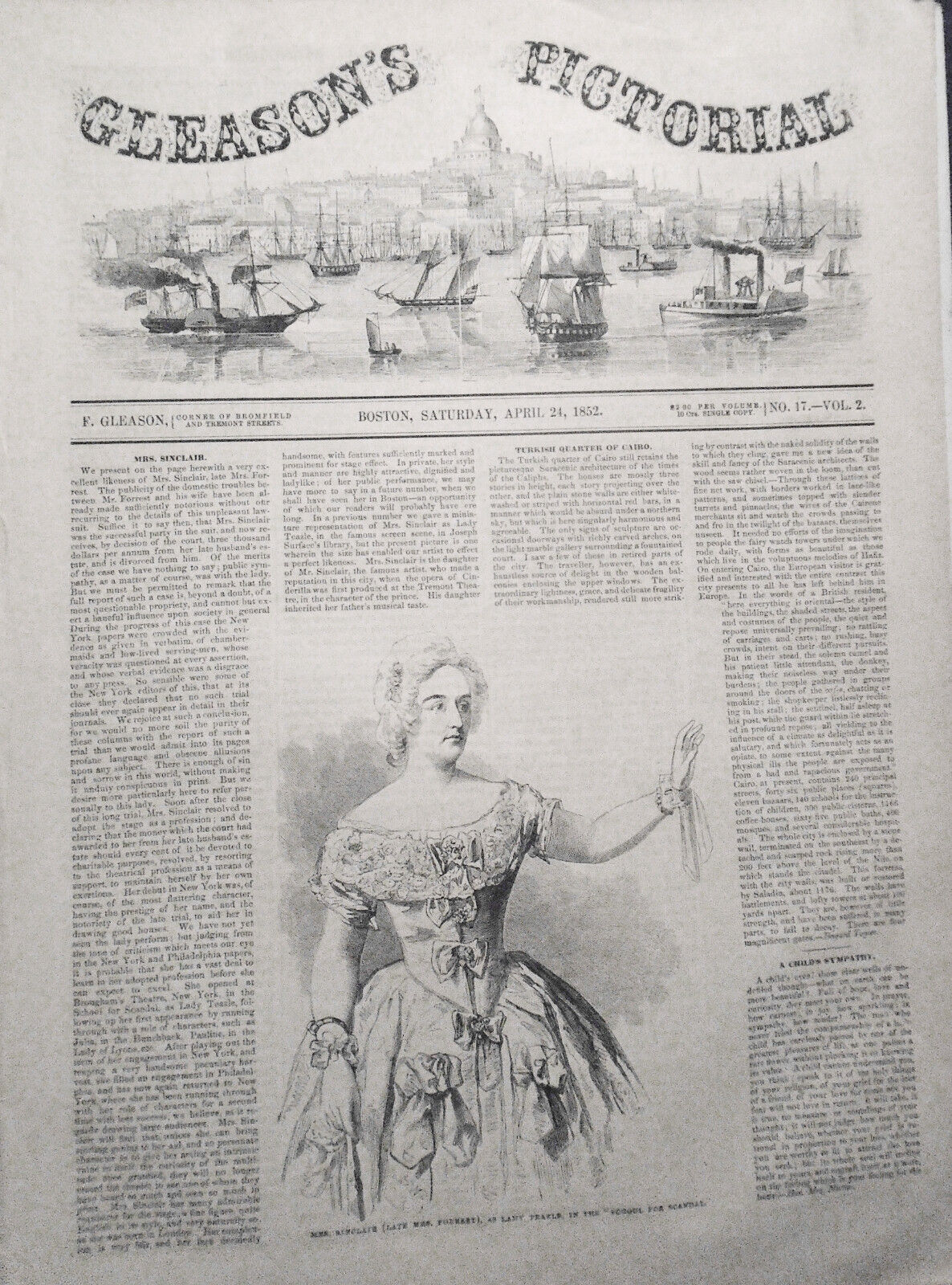 Gleason's Pictorial - April 24, 1852. Smithsonian Institute, Charleston Hotel...