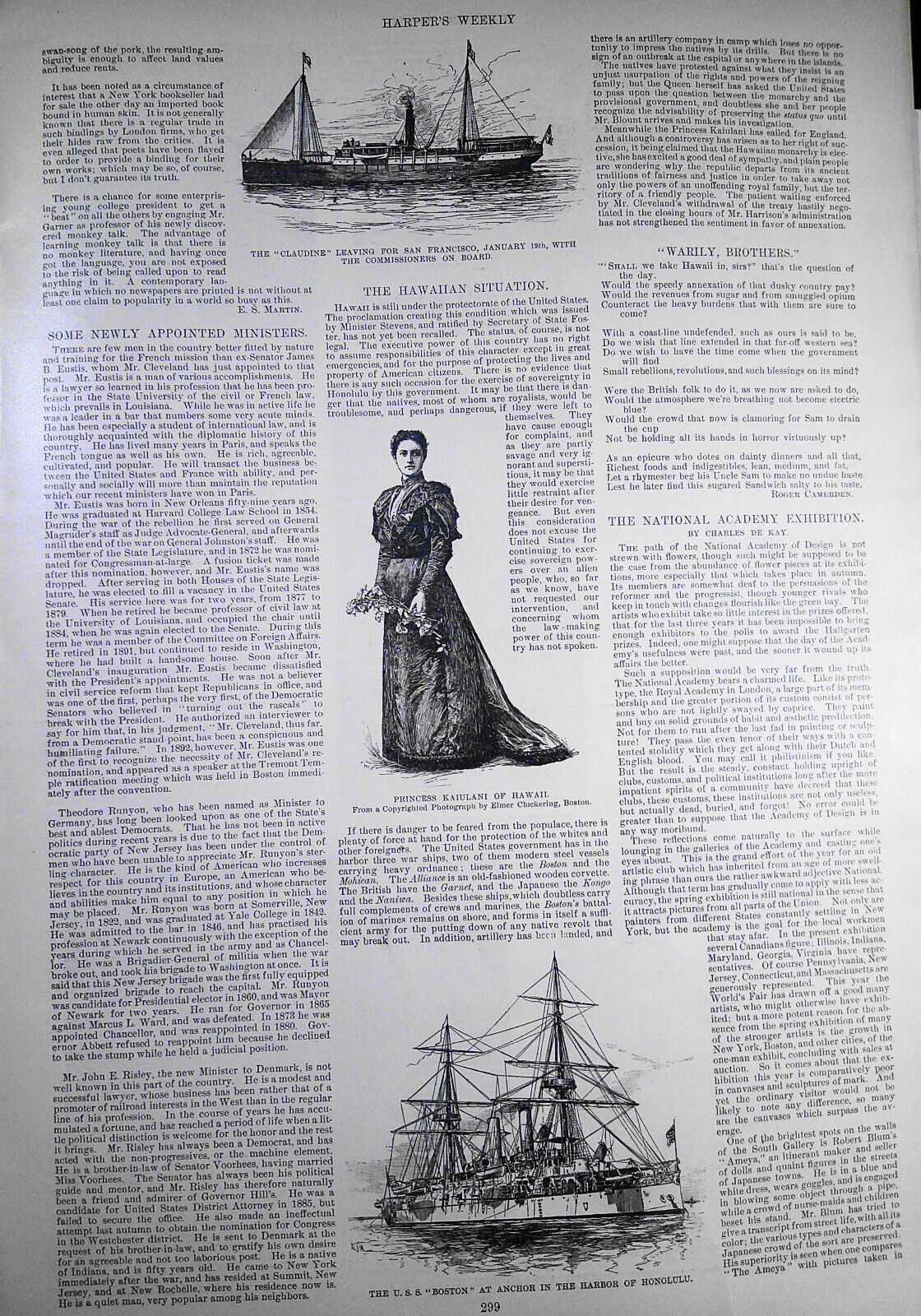 Harper's Weekly, April 1, 1893 - Annexation Question, Hawaii; Rio De Janeiro etc