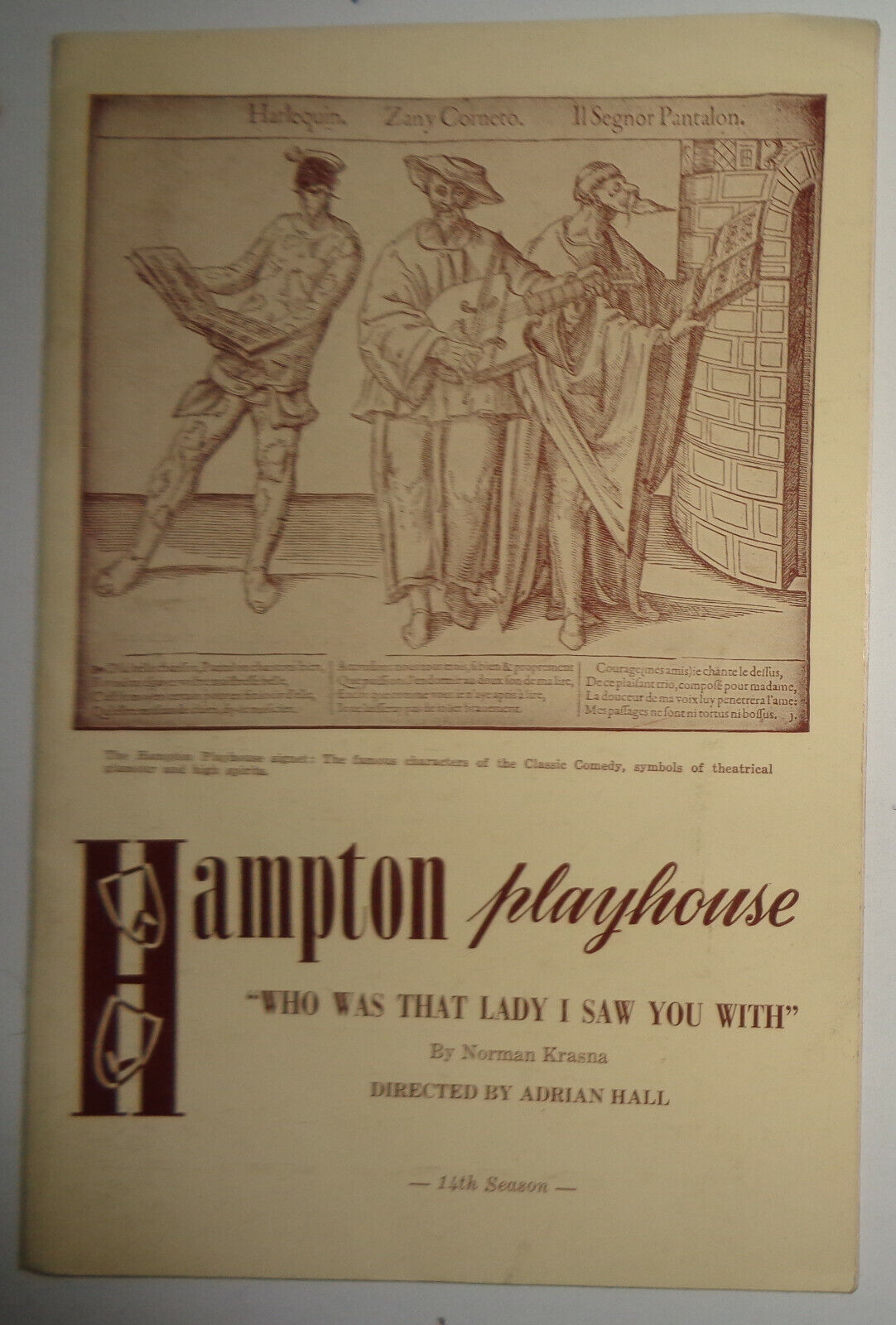 WHO WAS THAT LADY I SAW YOU WITH -  HAMPTON PLAYHOUSE, 1962 SOUVENIR PROGRAM