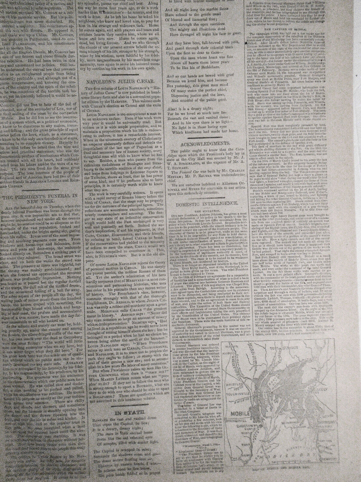 Scene At The Death-Bed of President Lincoln Harper's Weekly May 6, 1865 Original