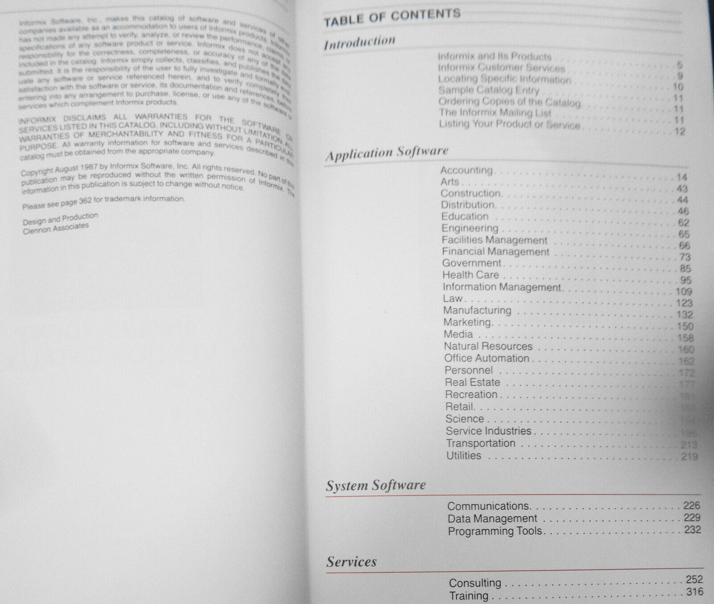 1987 Informix Software Independent Vendor Catalog