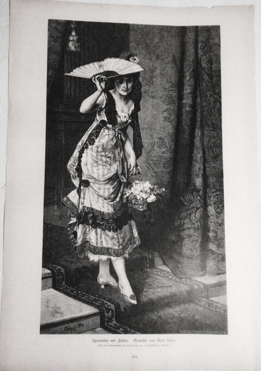 Spanierin mit Fächer, von Karl Sohn. -- 1882