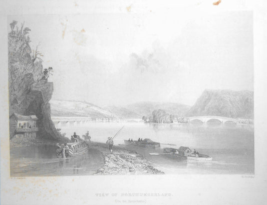 View of Northumberland (On the Susquehanna) - 1852 engraving Bartlett/ Griffiths