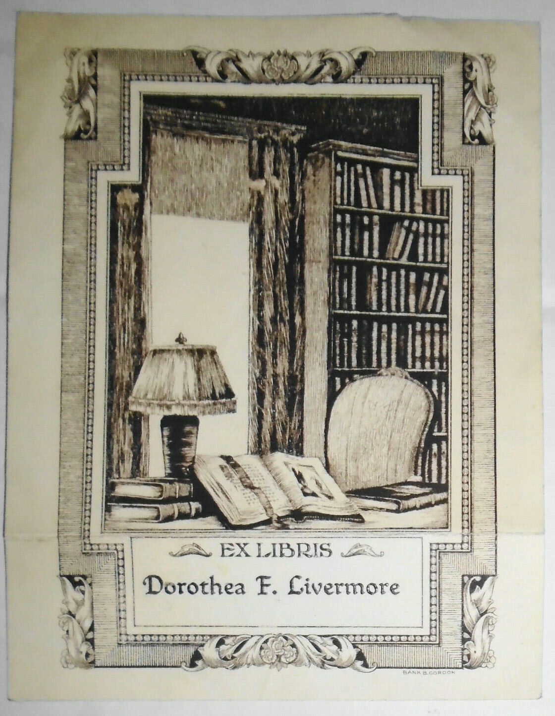 Dorothea F. Livermore, Ex Libris Bookplate - Wife of Jesse Livermore, trader