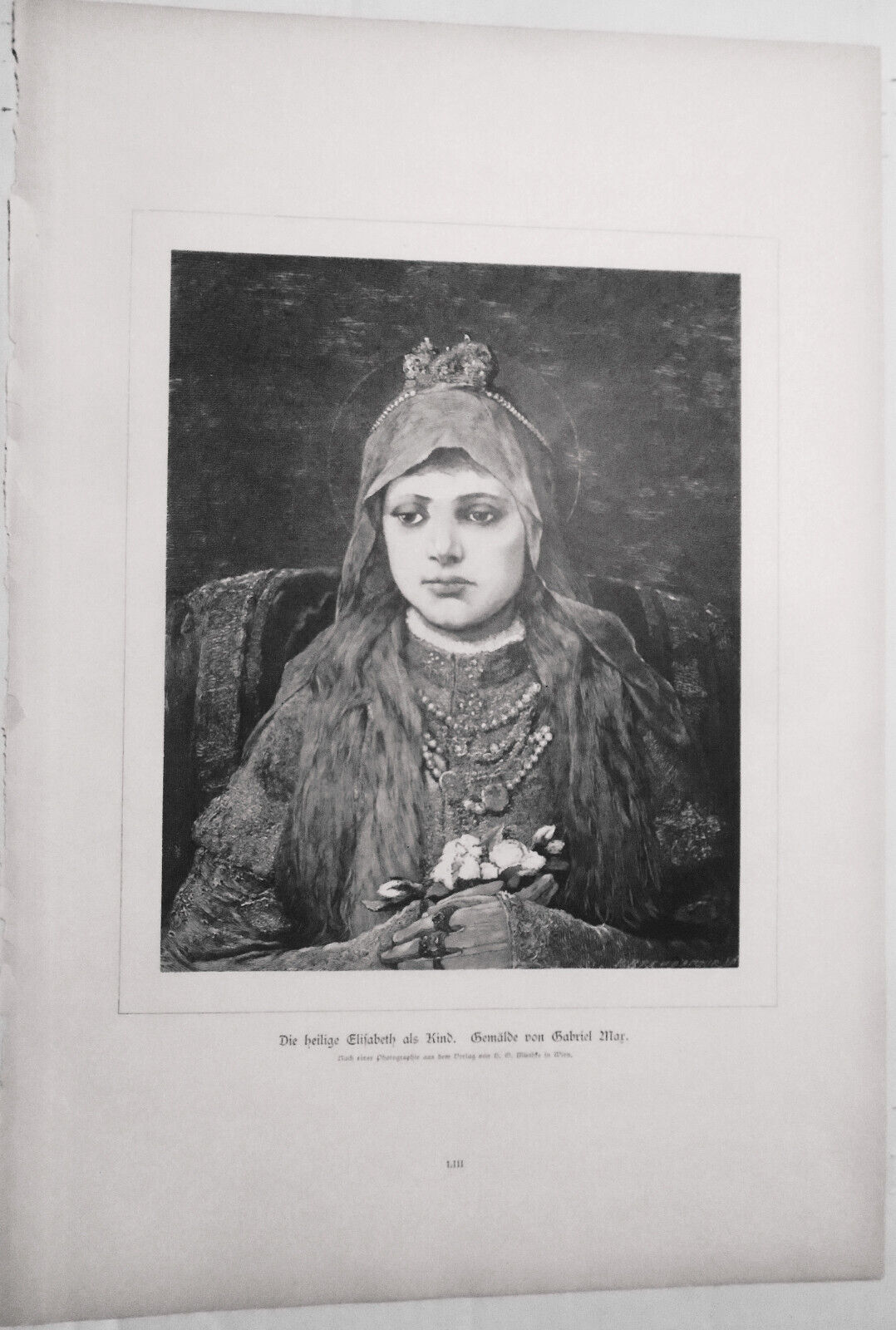 1882 Die heilige Elisabeth als Kind - Gemalde von Gabriel Mar -  Original print