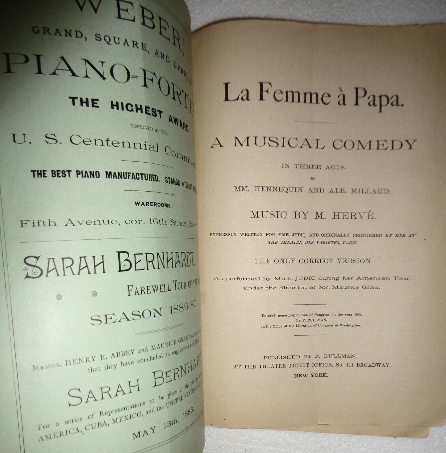 1886 LA FEMME A PAPA - Libretto MUSICAL COMEDY IN 3 ACTS, by Hennequin & Millaud