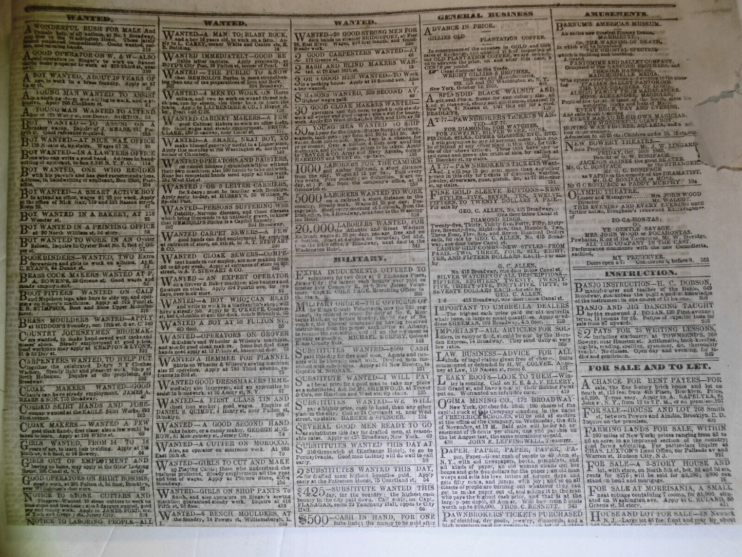 The New York Sun, October 30, 1863 - Civil War news from Tennessee, Virginia etc