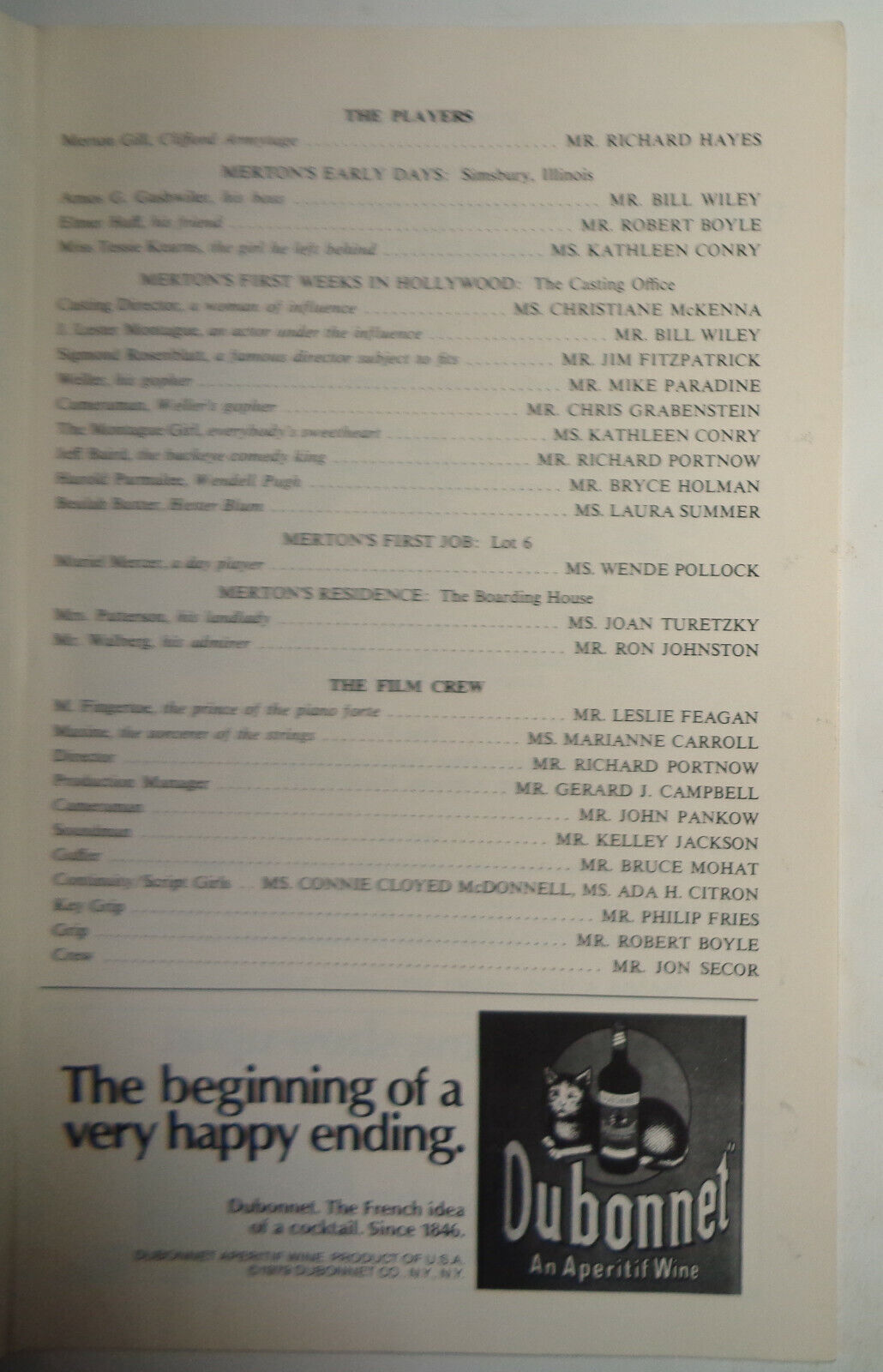 MERTON OF THE MOVIES - SHOWBILL - APRIL 1980 Equity Library Theatre