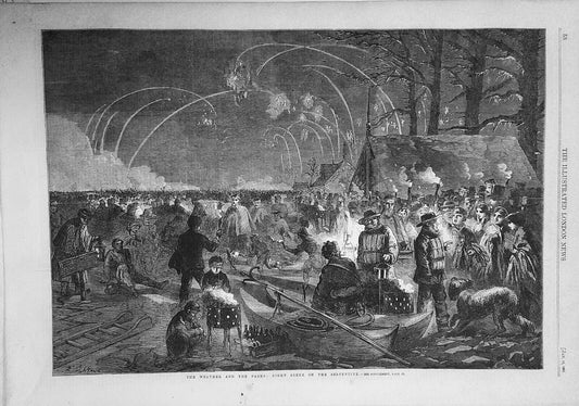 Weather & the parks: night scene on the Serpentine. Illustrated London News 1861