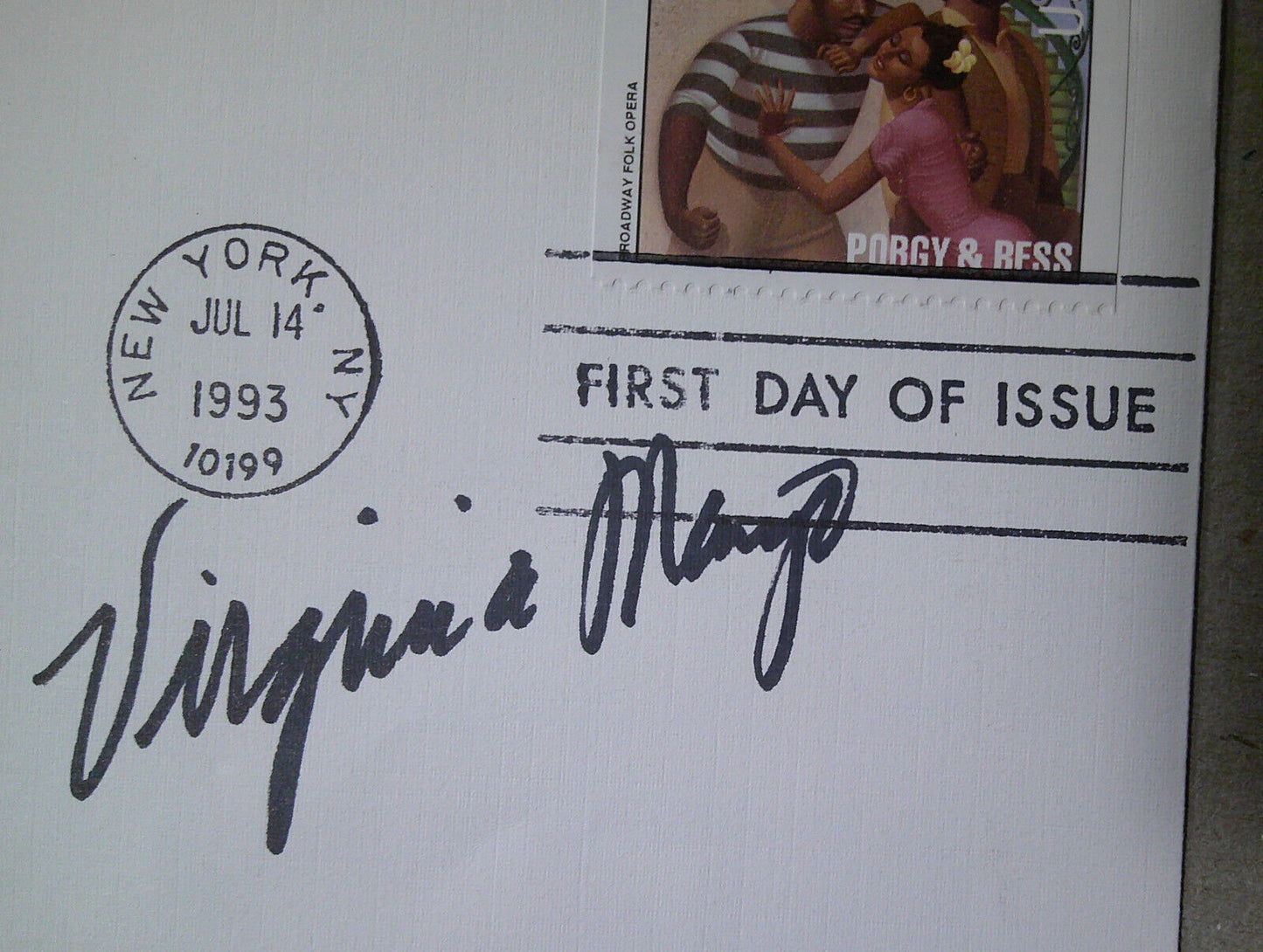 Virginia Mayo SIGNED Porgy and Bess First Day Issue cover 1993