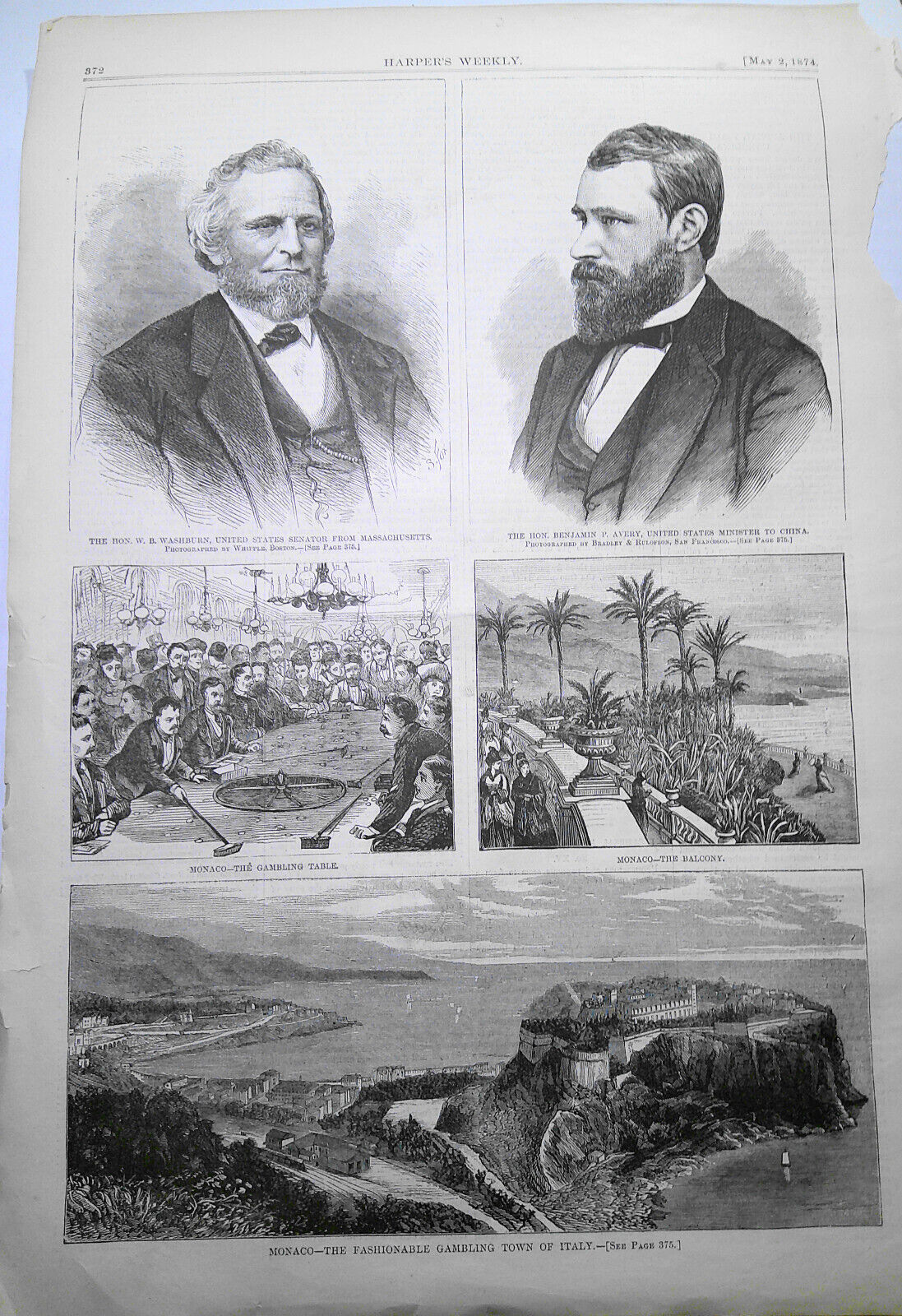 Monaco - The Fashionable Gambling Town of Italy - Harper's Weekly, May 2, 1874