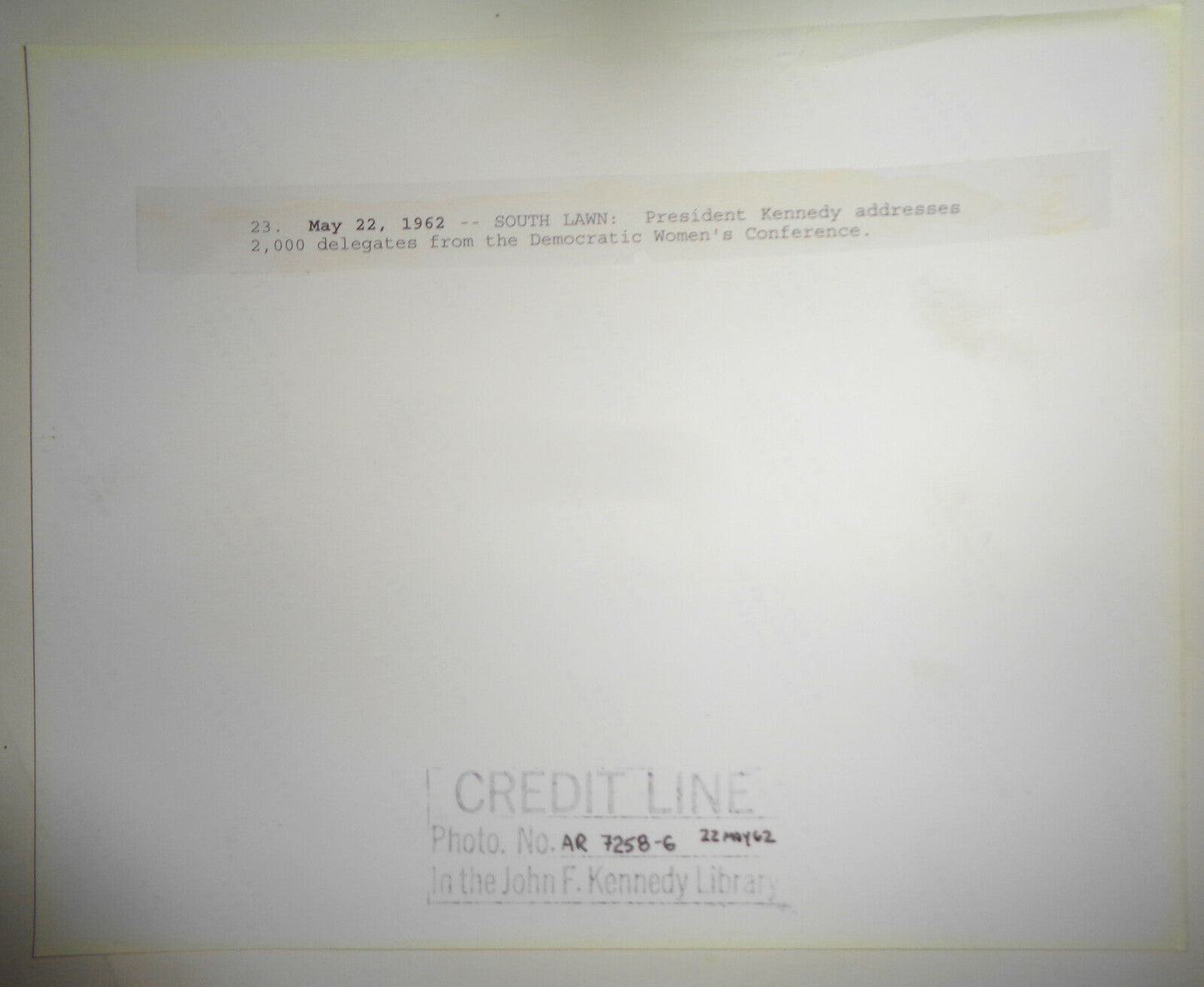 1962 President John F Kennedy Photo - South Lawn - Democratic Women's Conference