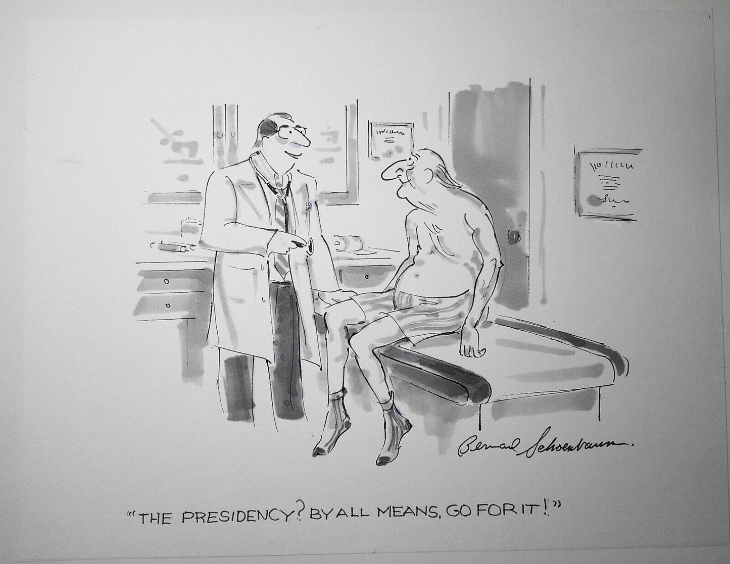 Original Bernard Schoenbaum cartoon art for The New Yorker, 1995
