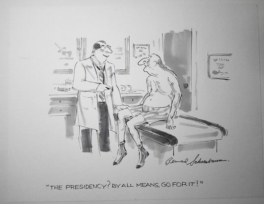 Original Bernard Schoenbaum cartoon art for The New Yorker, 1995