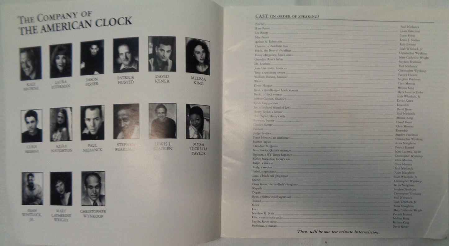 ARTHUR MILLER : THE AMERICAN CLOCK - SOUVENIR PROGRAM - 1997 Signature Theatre