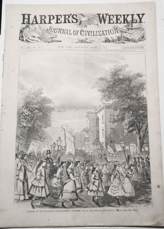 Harper's Weekly June 13, 1868: Chinese Embassy; New Jersey Fish Farm - Trout etc