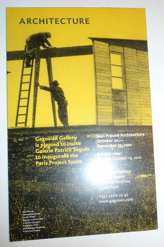 Jean Prouve Architecture. Invitation Card. Gagosian Gallery Paris 2010