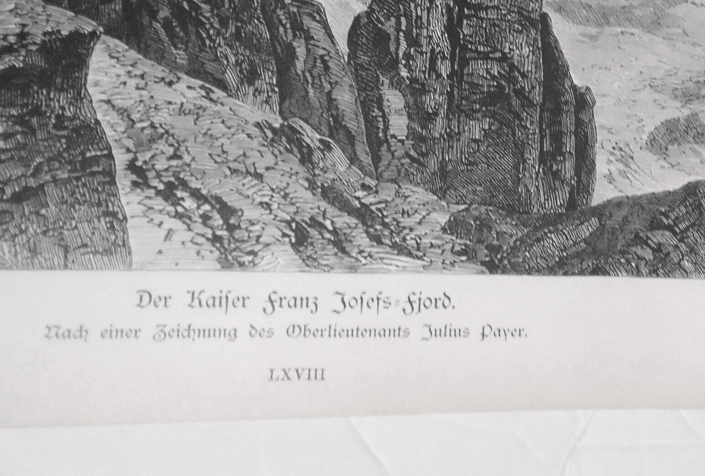 Der Kaiser Franz Josefs - fjord, by Julius Payer   --  1884 Original print