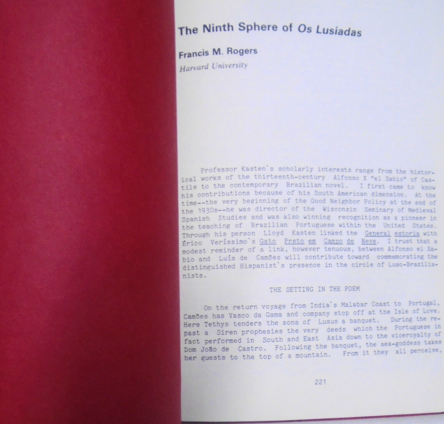 Studies in honor of Lloyd A Kasten: The 9th sphere of Os Lusiadas by F.M. Rogers