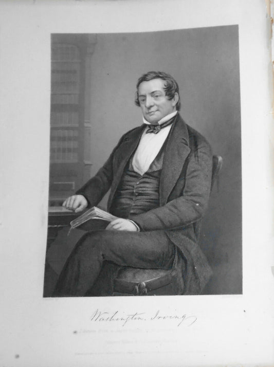 Washington Irving - steel engraving - 1873 - Duyckinck Portrait Gallery