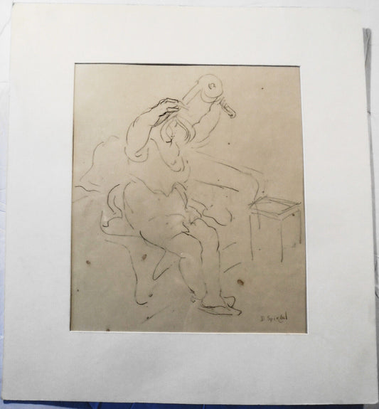 Doris Spiegel (1907-1982) -  signed drawing [untitled, woman drying hair]
