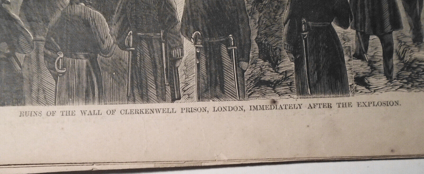 Harper's Weekly Jan 18, 1868 - Original - Clerkenwell Prison Explosion; Icebergs
