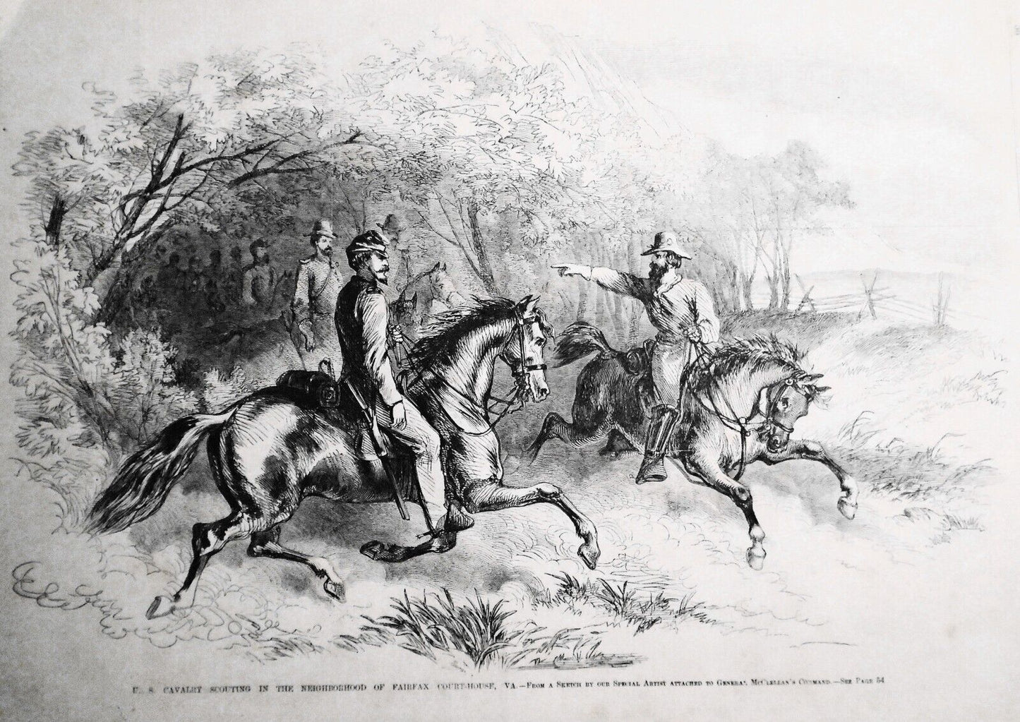 U.S. Cavalry Scouting in Neighborhood of Fairfax Court-House VA 1861 - Civil War