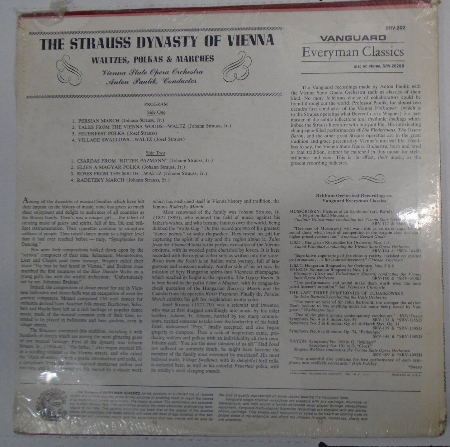 The Strauss Dynasty Of Vienna, LP. SRV-202. State Opera Orchestra ***SEALED***